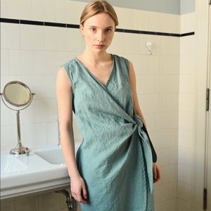 Linenfox Zoe Wrap Dress in Teal